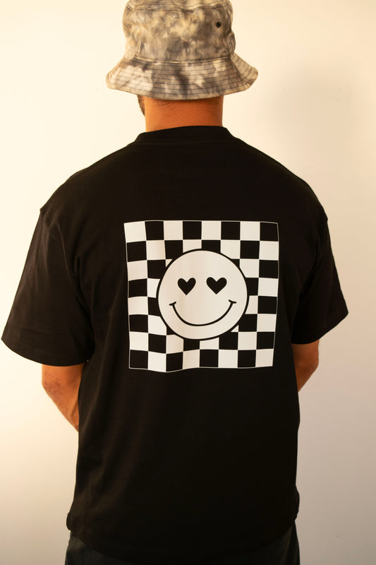 World Famous House Crew House Smily Face Checkered Logo T Shirt