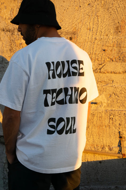 World Famous House Crew House - House Techno Soul Puff Print White T Shirt