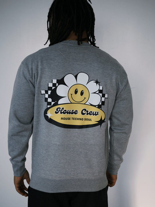 World Famous House Crew Circle Daisy Smile Face Crewneck